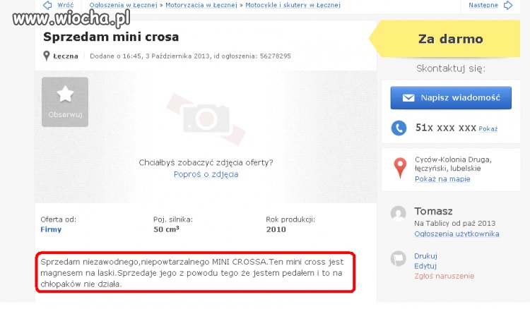Sprzedam mini crosa