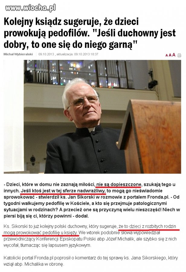 Wg. Kościoła pedofil to ...