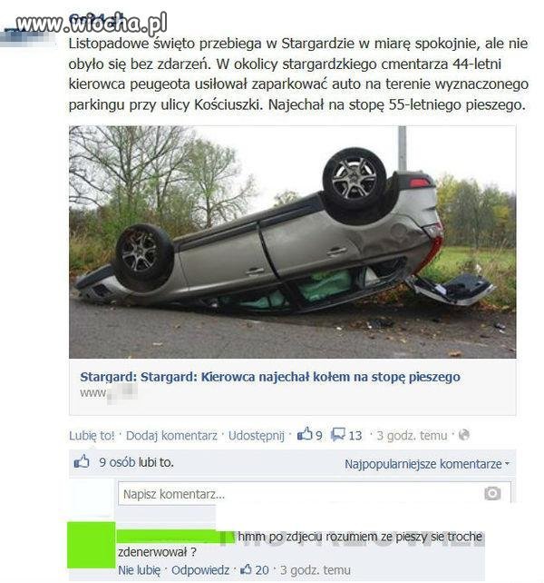 Stargard Kierowca najechał kołem stopę pieszego 