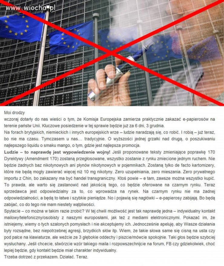 Unia Europejska blokuje e papierosy.