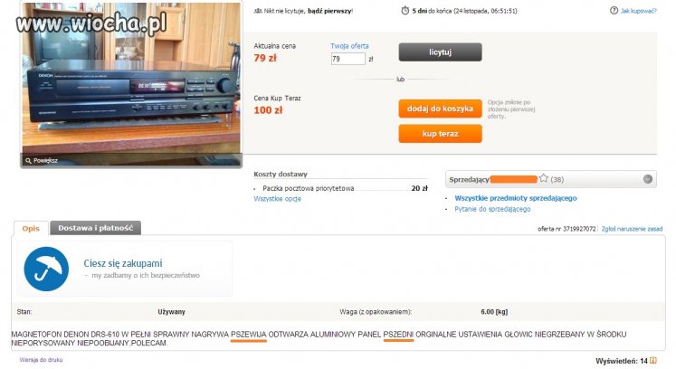Opis sprzętu "pszedni"