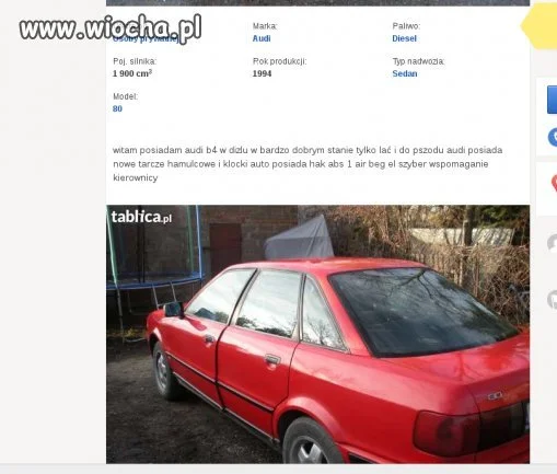 Ortografia posiadacza Audi - wiocha!