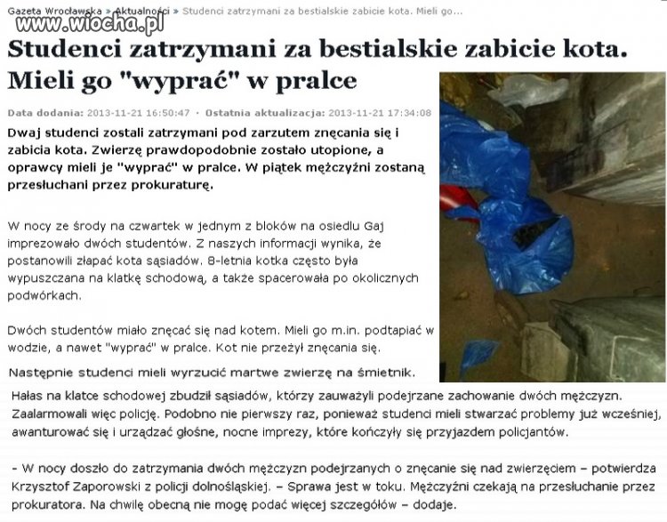 Wyprali kota w pralce