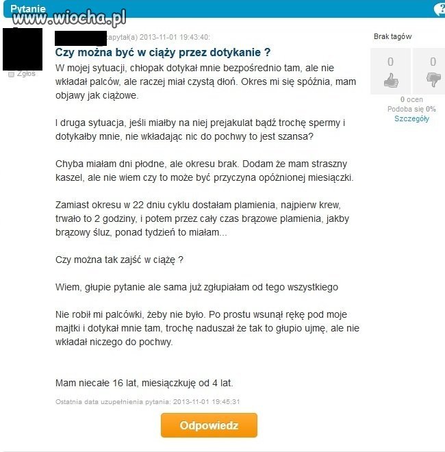 ''Czy można być w ciąży przez dotykanie?''