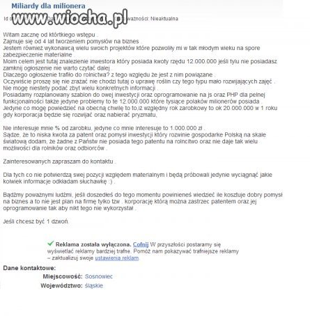 Milioner z Sosnowca i jego oferta...