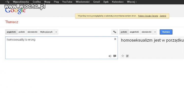 Homo is wrong?? NIE! Według tłumacza google!!