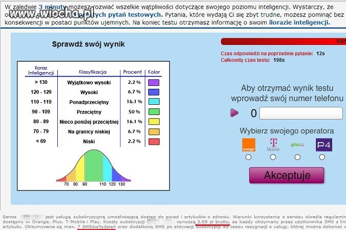 Pewna stronka z testem na inteligencję