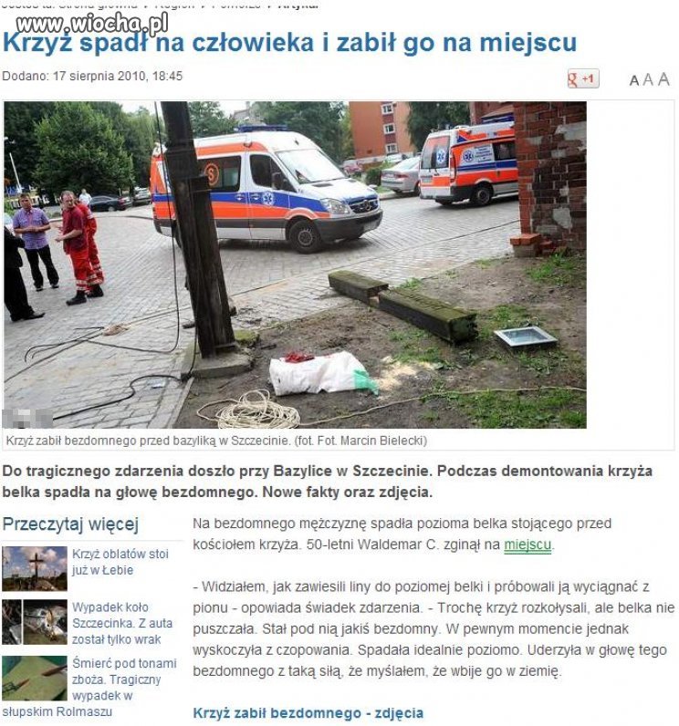 Krzyż zabił człowieka 