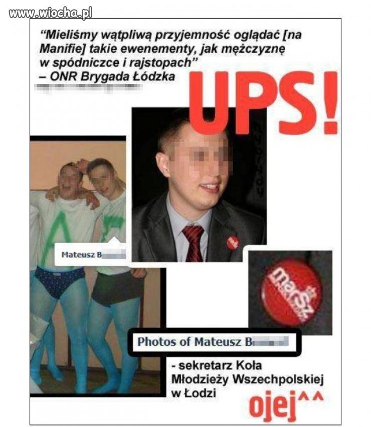 Sekretarz  Młodzieży Wszechpolskiej w rajstopach