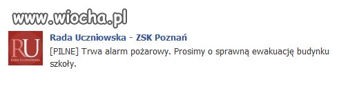 Alarm pożarowy w szkole ogłoszony na FB