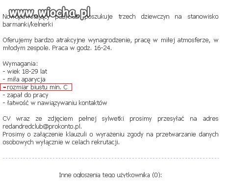 Jedno z ogłoszeń o pracę.