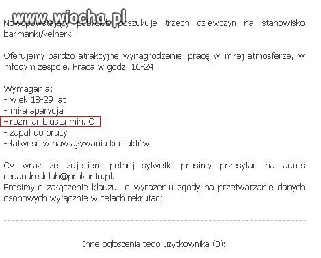 Jedno z ogłoszeń o pracę.