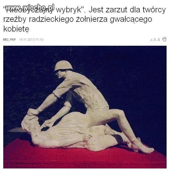 To jest rzeźba gwałconej kobiety, a nie żołnierza