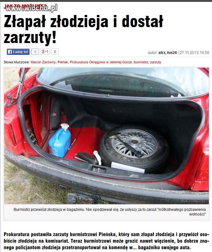 Złapał złodzieja i dostał zarzuty