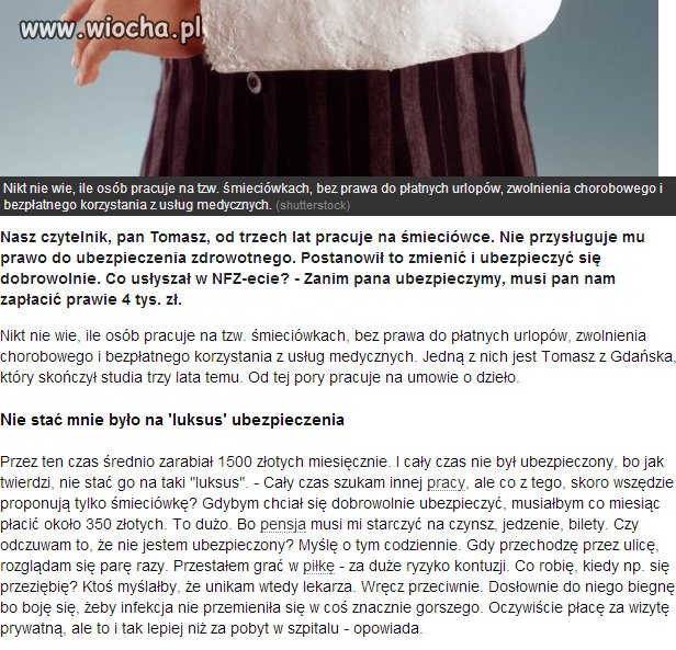 Pracuje na umowę o dzieło, chce się ubezpieczyć