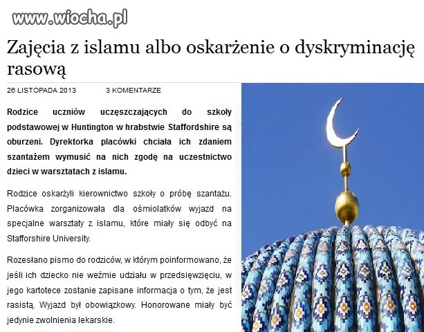Albo zajęcia z islamu, albo wpis w kartotekę