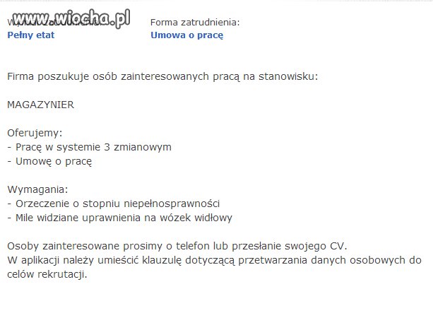 Wstyd żeby młody zdrowy Polak nie mógł znaleźć 