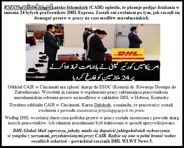 Firmie DHL życzę nieugiętej postawy.