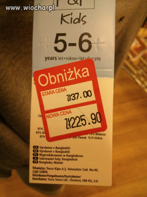 Obniżka ceny w Tesco,