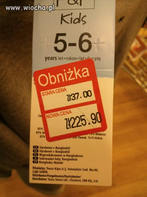 Obniżka ceny w Tesco,