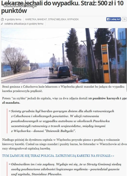 Lekarze dostali mandat za szybką jazdę karetką...