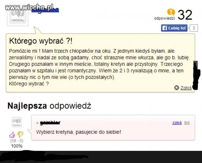 Ale dziewczyna ma problem i pyta się ludzi