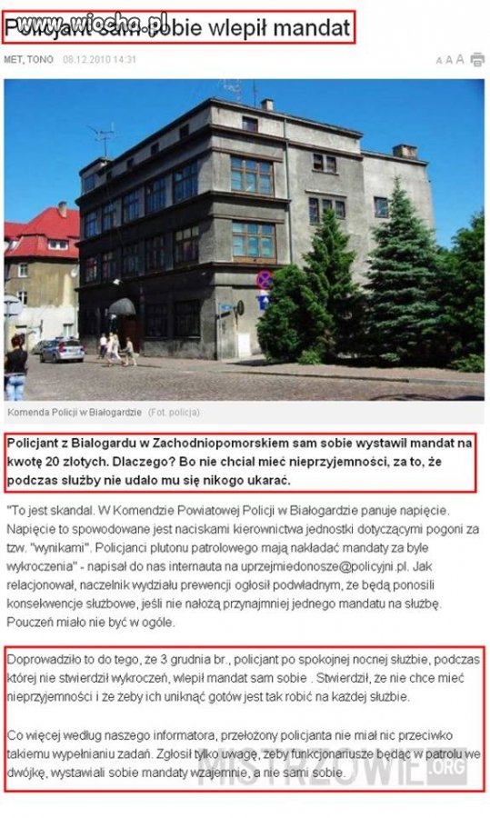 Policjant sam sobie wlepił mandat 