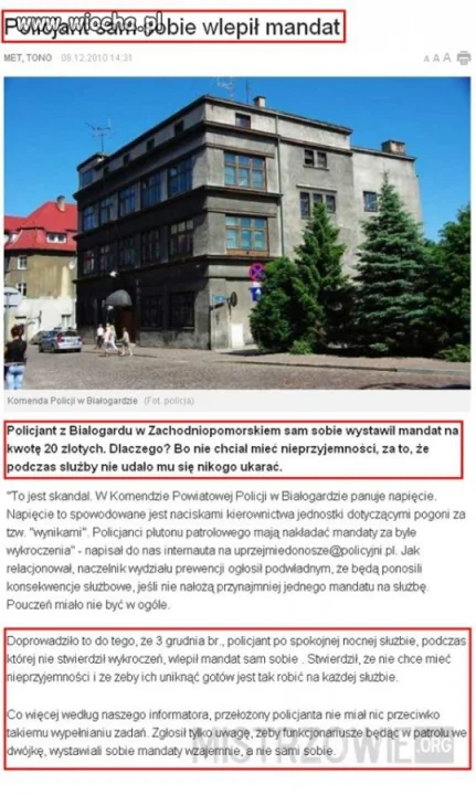 Policjant sam sobie wlepił mandat 