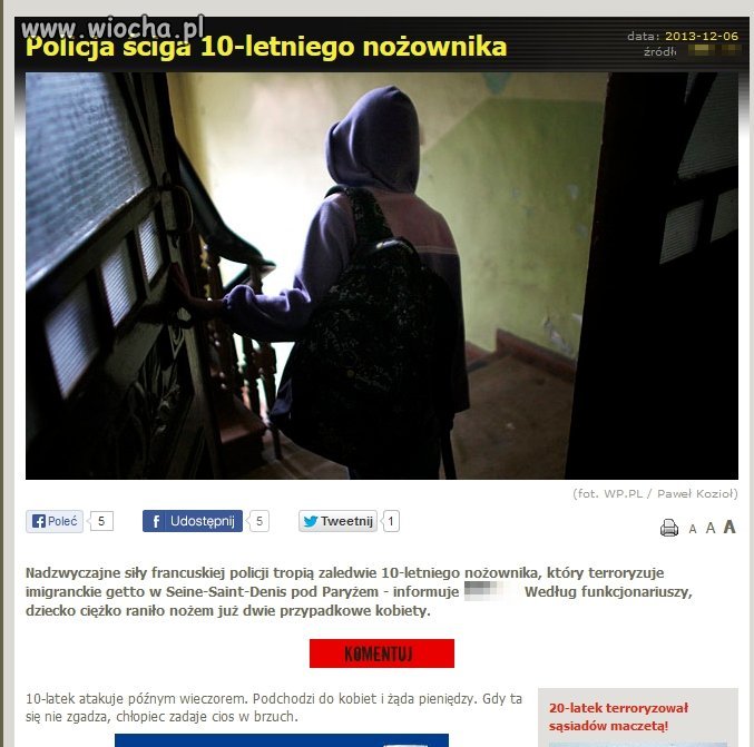 10-latek atakuje nożem ...