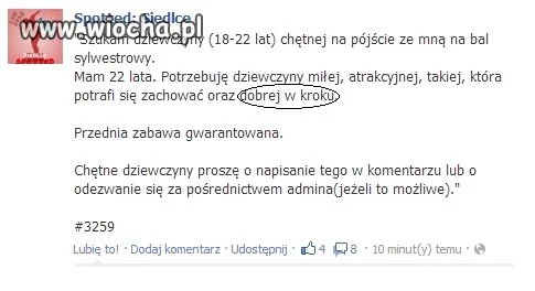Szukam dziewczyny "dobrej w kroku"