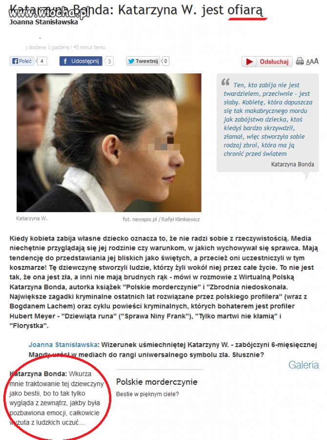 Katarzyna W. jest ofiarą ... Czytamy w popularnym 