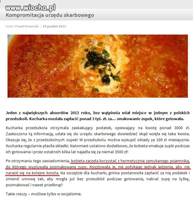 3 500 zł podatku za próbowanie zupek