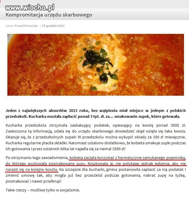 3 500 zł podatku za próbowanie zupek