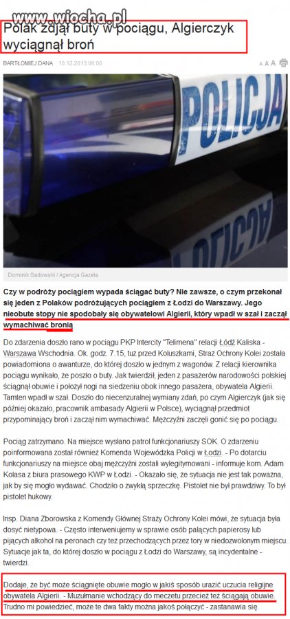 Algierczyk wyskoczył z bronią w pociagu
