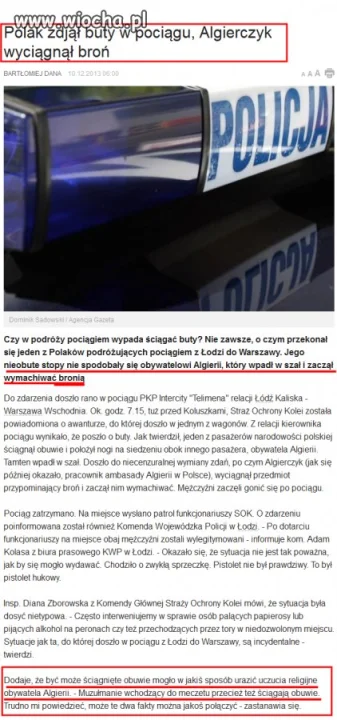 Algierczyk wyskoczył z bronią w pociagu