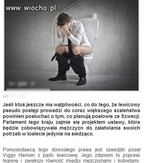 Zakaz sikania na stojąco w Szwecji!