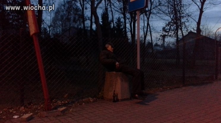 W oczekiwaniu na autobus.