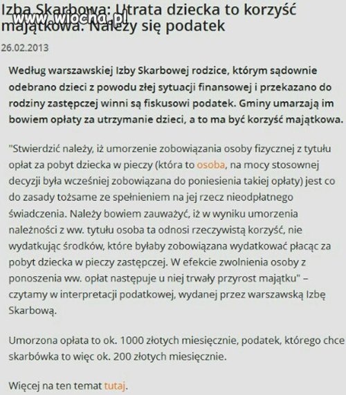 Odebrali Ci dziecko? Zapłać podatek!