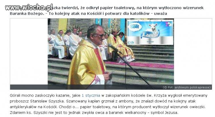 Baranek boży na papierze toaletowym 