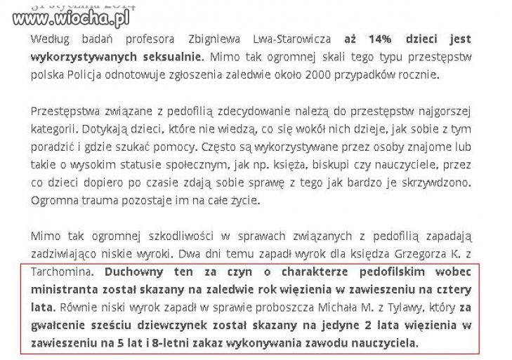 Wyroki za pedofilie w naszym kraju! 