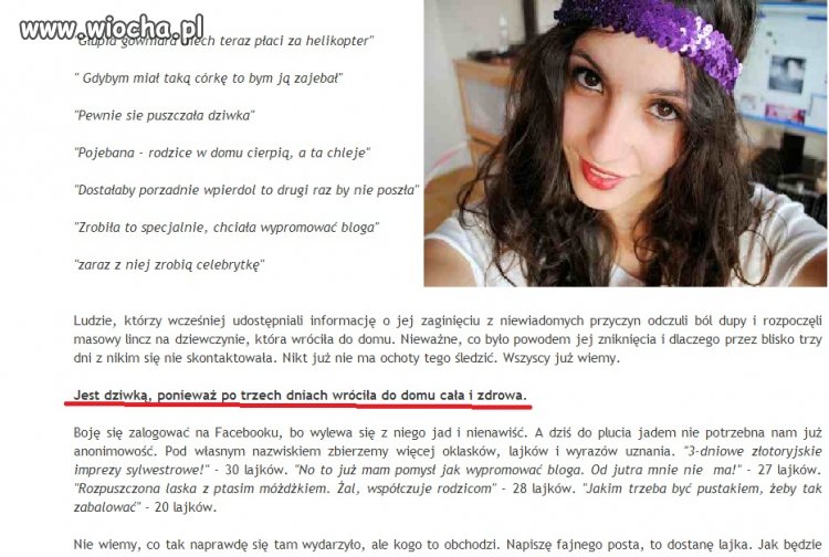 Hejterzy na facebooku, nie znają ją, ale lajki