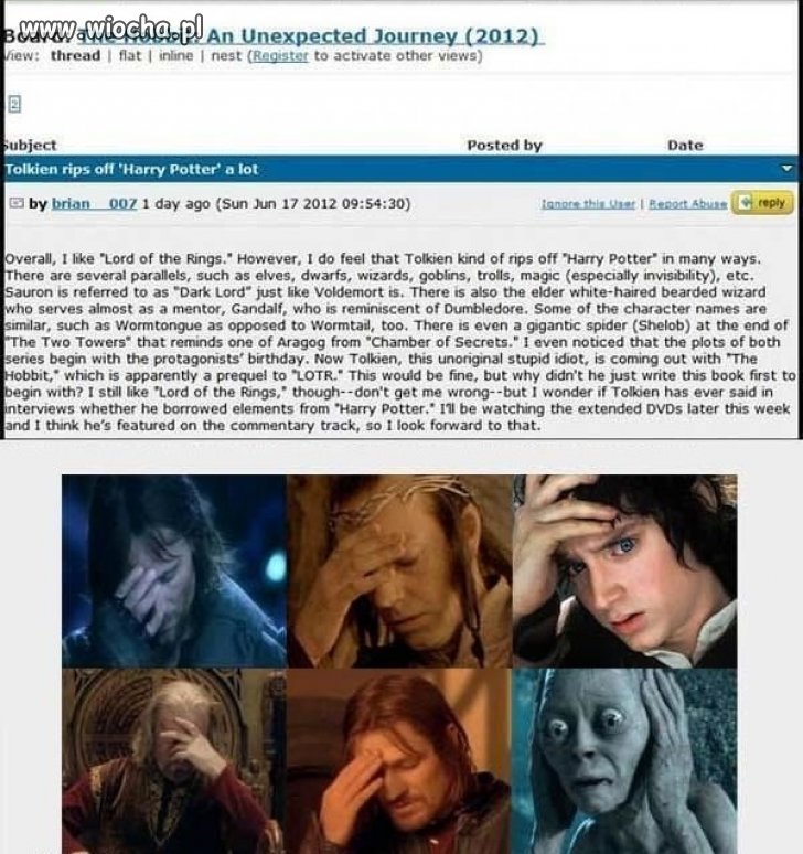 Tolkien zżynał...z Harrego Pottera...