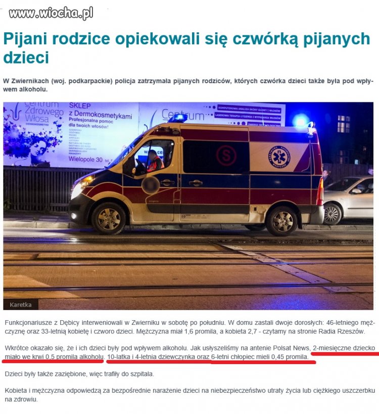 Rodzinna libacja...niemowlę 0,5 promila