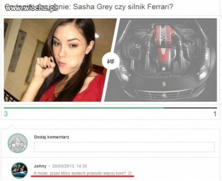 Co lepiej pociągnie: Sasha Grey czy silnik Ferrari?