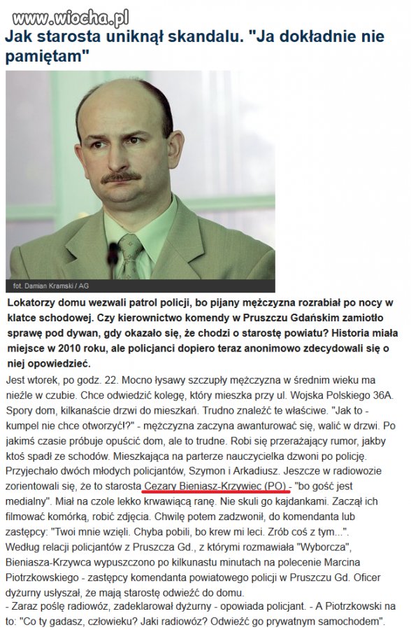 Starosta popije, narozrabia i zamiast na dołek...