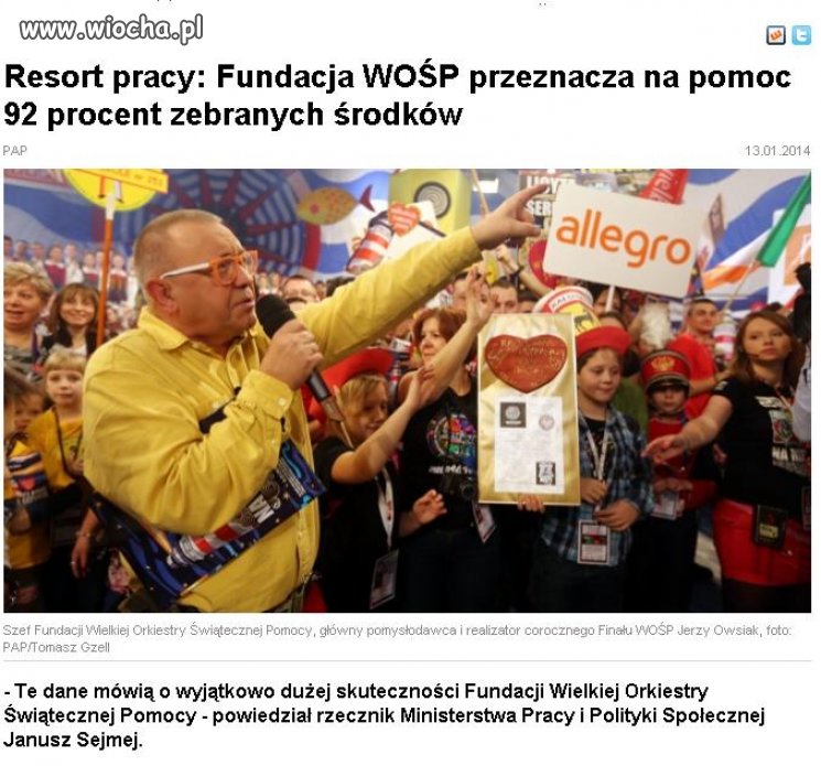 Plującym w kierunku WOŚP