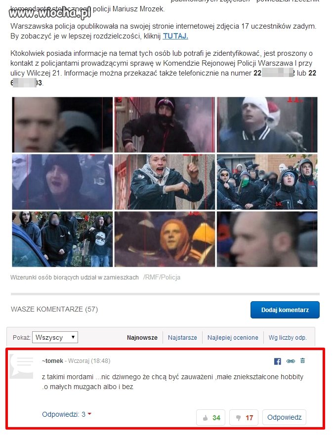 Policja opublikowała zdjęcia chuliganów
