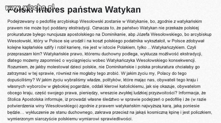 Polski interes państwa Watykan 