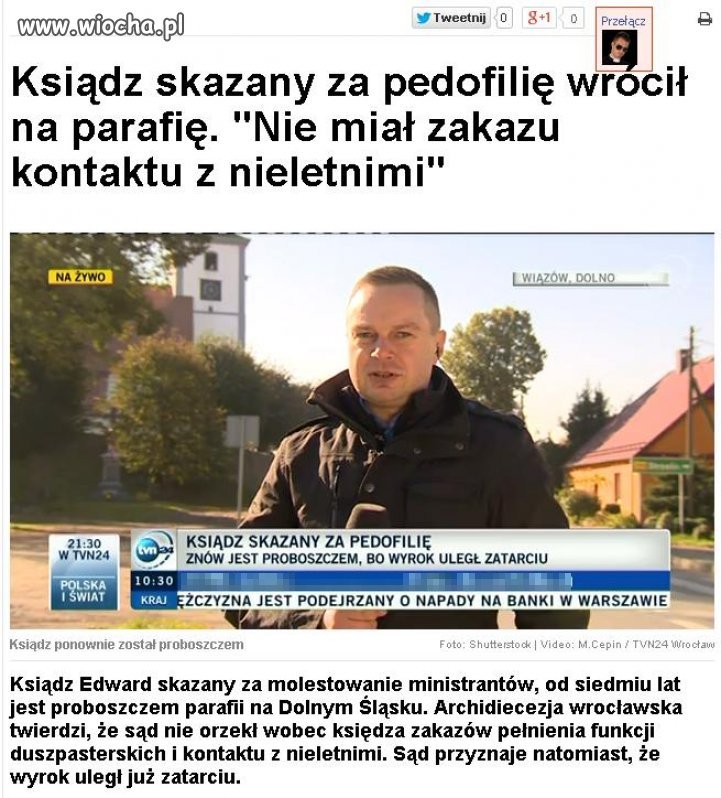 Skazany pedofil znowu udziela komunii...