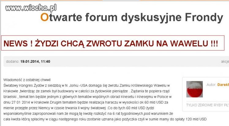 Żydzi chcą zwrotu zamku na Wawelu !!!